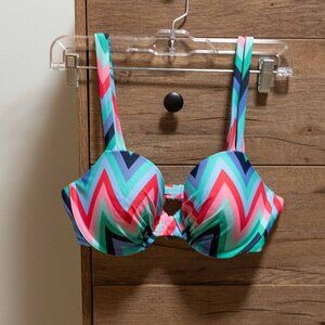 Aerie Swimsuit bikini top - colorful striped chevron - size 34D